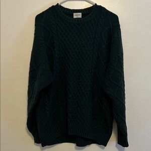 Sunday Best Dark Green Cable Crewneck Sweater